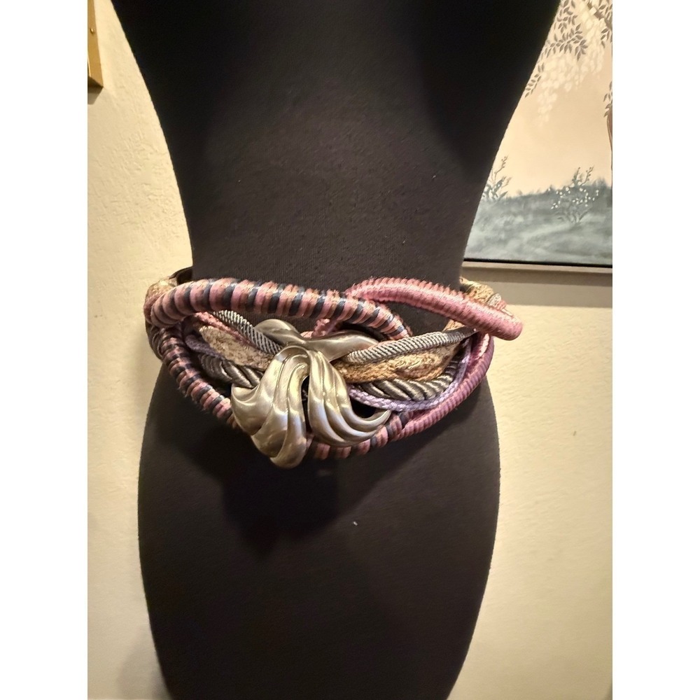 Vintage Statement Belt Bundle 4pc Snakeskin Leather Braided Rope Western Boho - Picture 3 of 16